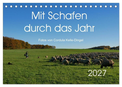 Mit Schafen durch das Jahr (Tischkalender 2027 DIN A5 quer), CALVENDO Monatskalender