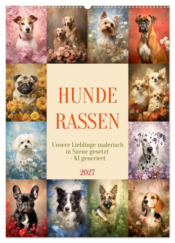 Hunderassen (Wandkalender 2027 DIN A2 hoch), CALVENDO Monatskalender