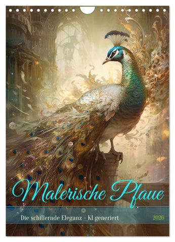 Malerische Pfaue (Wandkalender 2026 DIN A4 hoch), CALVENDO Monatskalender