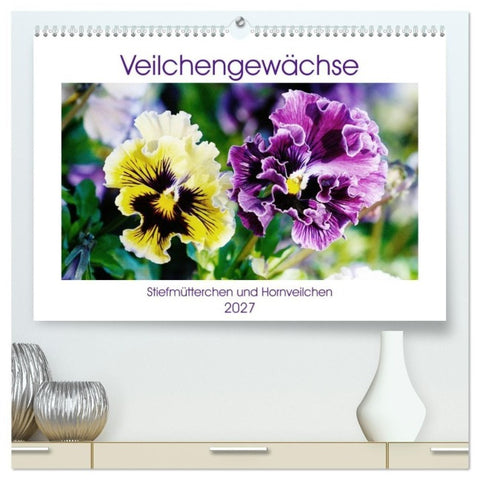 Veilchengewächse - Stiefmütterchen und Hornveilchen (hochwertiger Premium Wandkalender 2027 DIN A2 quer), Kunstdruck in Hochglanz