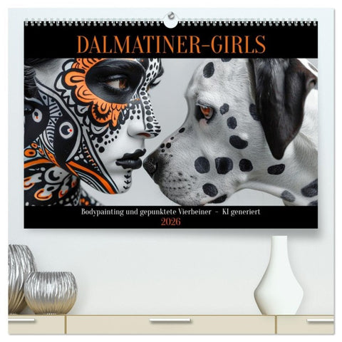 Dalmatinergirls (hochwertiger Premium Wandkalender 2026 DIN A2 quer), Kunstdruck in Hochglanz