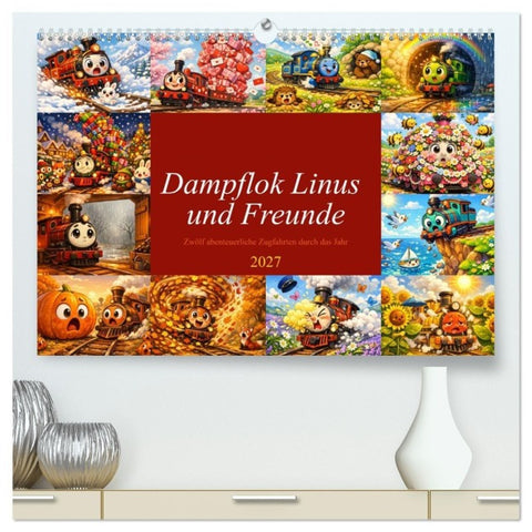 Dampflok Linus und Freunde (hochwertiger Premium Wandkalender 2027 DIN A2 quer), Kunstdruck in Hochglanz