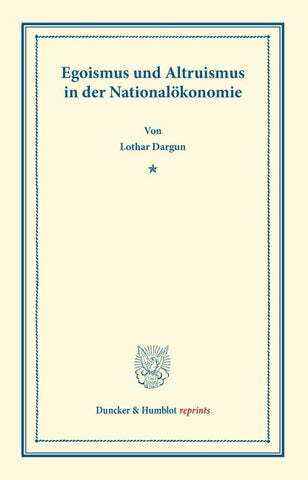 Egoismus und Altruismus in der Nationalökonomie