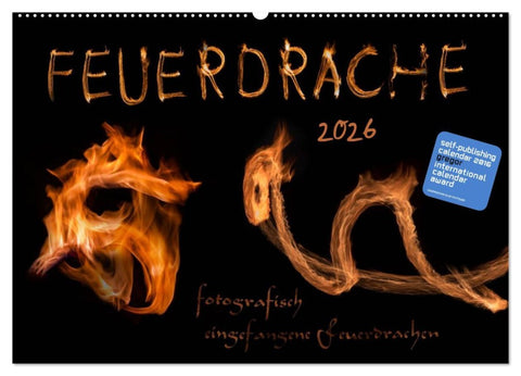 Feuerdrache (Wandkalender 2026 DIN A2 quer), CALVENDO Monatskalender