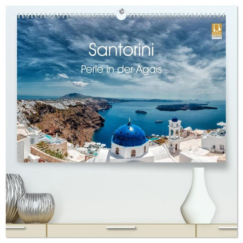 Santorini - Perle in der Ägais (hochwertiger Premium Wandkalender 2027 DIN A2 quer), Kunstdruck in Hochglanz