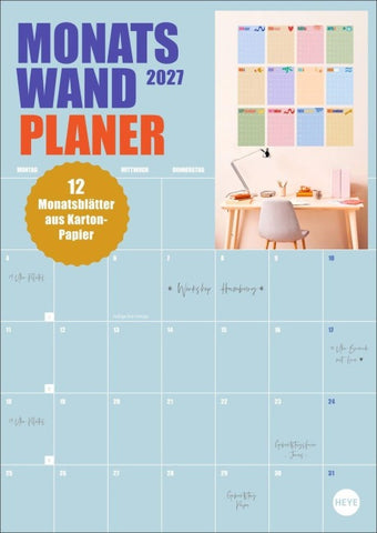Monats-Wandplaner bunt 2027 - 12 einzelne Blätter zur individuellen Nutzung