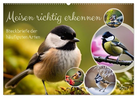 Meisen richtig erkennen (Wandkalender 2027 DIN A2 quer), CALVENDO Monatskalender