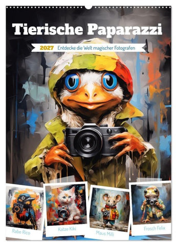 Tierische Paparazzi (Wandkalender 2027 DIN A2 hoch), CALVENDO Monatskalender