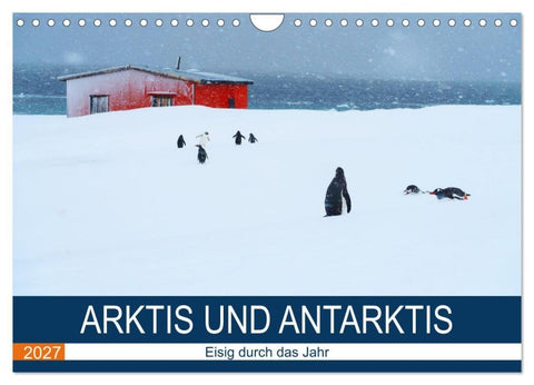 Arktis und Antarktis - Eisig durch das Jahr (Wandkalender 2027 DIN A4 quer), CALVENDO Monatskalender