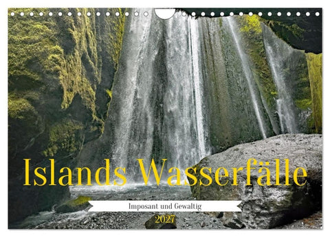 Islands Wasserfälle (Wandkalender 2027 DIN A4 quer), CALVENDO Monatskalender