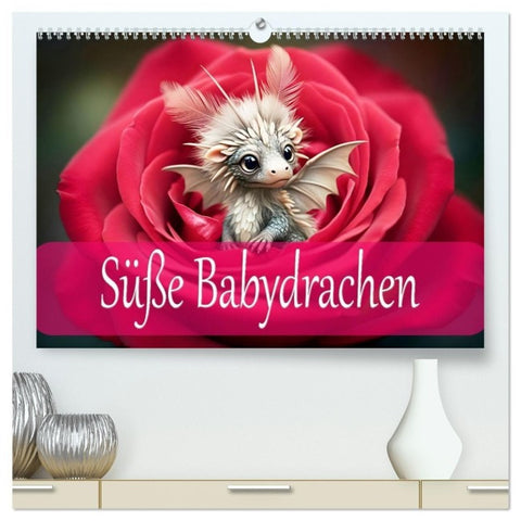 Süße Babydrachen (hochwertiger Premium Wandkalender 2027 DIN A2 quer), Kunstdruck in Hochglanz