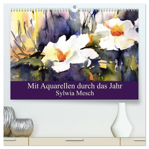 Mit Aquarellen durch das Jahr (hochwertiger Premium Wandkalender 2027 DIN A2 quer), Kunstdruck in Hochglanz