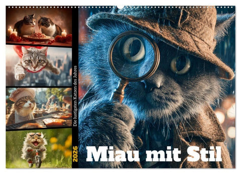 Miau mit Stil (Wandkalender 2026 DIN A2 quer), CALVENDO Monatskalender