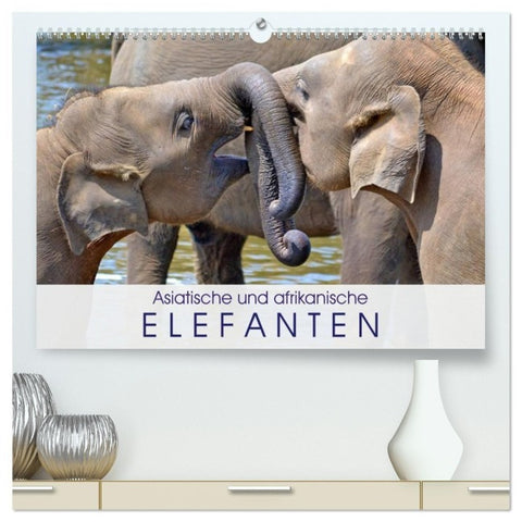 Asiatische und afrikanische Elefanten (hochwertiger Premium Wandkalender 2027 DIN A2 quer), Kunstdruck in Hochglanz