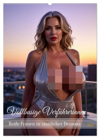 Vollbusige Verführerinnen (Wandkalender 2027 DIN A2 hoch), CALVENDO Monatskalender