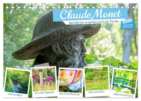 Claude Monet - Sein Garten in sanftem Licht (Tischkalender 2027 DIN A5 quer), CALVENDO Monatskalender