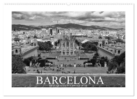 Barcelona Photografien in Schwarz / Weiß (Wandkalender 2027 DIN A2 quer), CALVENDO Monatskalender