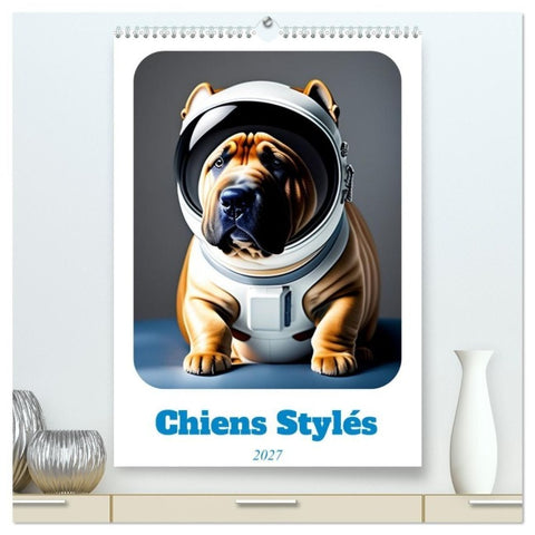 Chiens stylés (Calendrier mural haut de gamme 2027 DIN A2 horizontal), CALVENDO calendrier mensuel