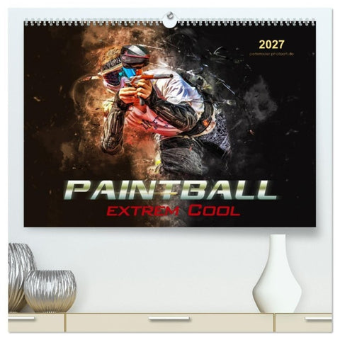 Paintball - extrem cool (hochwertiger Premium Wandkalender 2027 DIN A2 quer), Kunstdruck in Hochglanz
