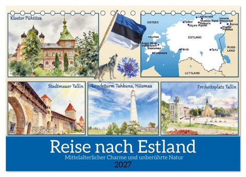 Reise nach Estland (Tischkalender 2027 DIN A5 quer), CALVENDO Monatskalender