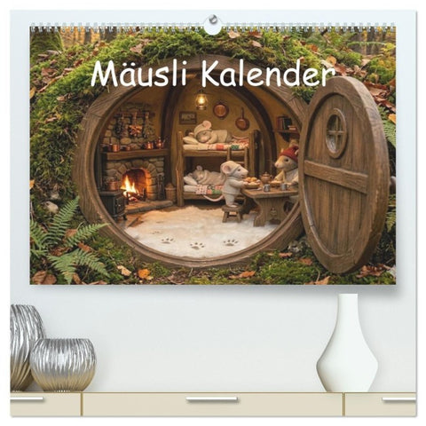 Mäusli Kalender (hochwertiger Premium Wandkalender 2027 DIN A2 quer), Kunstdruck in Hochglanz