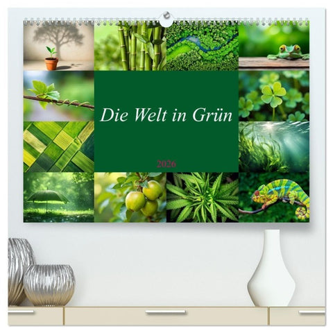 Die Welt in Grün (hochwertiger Premium Wandkalender 2026 DIN A2 quer), Kunstdruck in Hochglanz