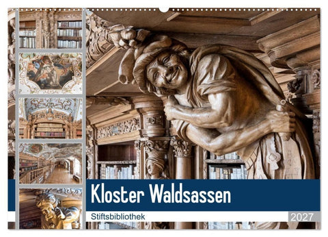 Kloster Waldsassen Stiftsbibliothek (Wandkalender 2027 DIN A2 quer), CALVENDO Monatskalender