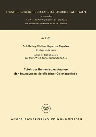 Tafeln zur Harmonischen Analyse der Bewegungen viergliedriger Gelenkgetriebe