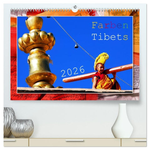 Farben Tibets (hochwertiger Premium Wandkalender 2026 DIN A2 quer), Kunstdruck in Hochglanz