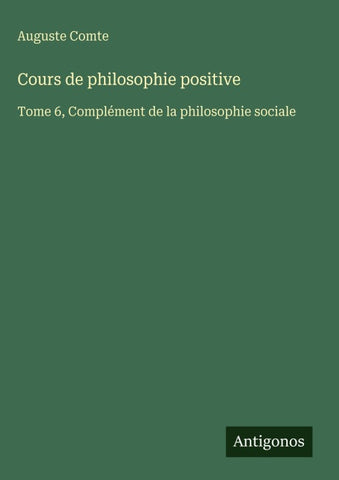 Cours de philosophie positive
