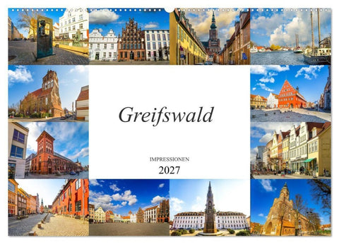 Greifswald Impressionen (Wandkalender 2027 DIN A2 quer), CALVENDO Monatskalender