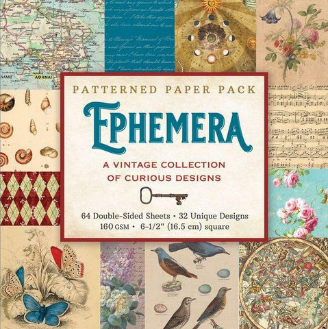Ephemera Patterned Paper Pack (64 Double-Sided Sheets, 32 Unique Designs, 160 GSM Heavyweight Paper)