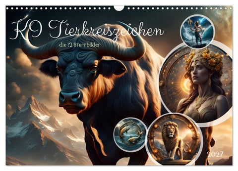KI Tierkreiszeichen (Wandkalender 2027 DIN A3 quer), CALVENDO Monatskalender
