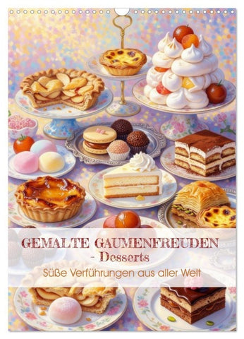 GEMALTE GAUMENFREUDEN - Desserts (Wandkalender 2027 DIN A3 hoch), CALVENDO Monatskalender