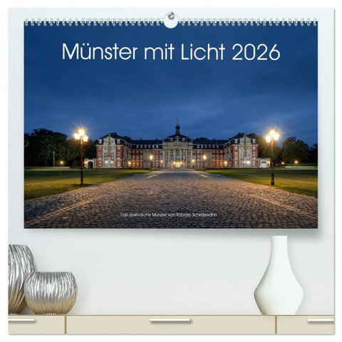 Münster mit Licht (hochwertiger Premium Wandkalender 2026 DIN A2 quer), Kunstdruck in Hochglanz