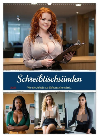 Schreibtischsünden (Wandkalender 2026 DIN A2 hoch), CALVENDO Monatskalender