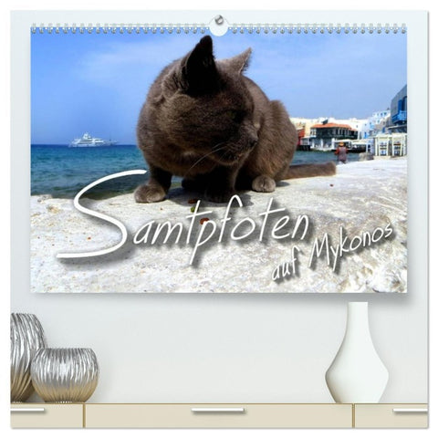 SAMTPFOTEN auf Mykonos (hochwertiger Premium Wandkalender 2026 DIN A2 quer), Kunstdruck in Hochglanz