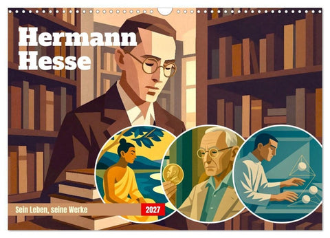 Hermann Hesse. Sein Leben, seine Werke (Wandkalender 2027 DIN A3 quer), CALVENDO Monatskalender