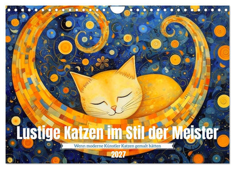 Lustige Katzen im Stil der Meister (Wandkalender 2027 DIN A4 quer), CALVENDO Monatskalender