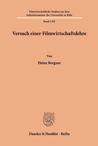 Versuch einer Filmwirtschaftslehre.