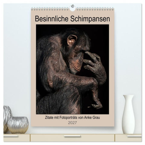 Besinnliche Schimpansen (hochwertiger Premium Wandkalender 2027 DIN A2 hoch), Kunstdruck in Hochglanz