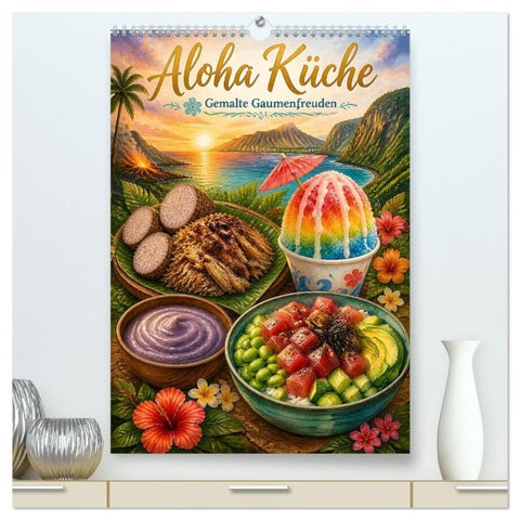 Aloha Küche - Gemalte Gaumenfreuden (hochwertiger Premium Wandkalender 2027 DIN A2 hoch), Kunstdruck in Hochglanz