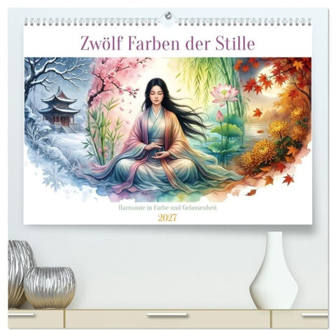 Zwölf Farben der Stille (hochwertiger Premium Wandkalender 2027 DIN A2 quer), Kunstdruck in Hochglanz