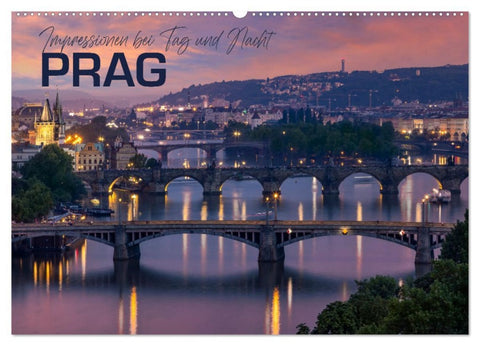 PRAG Impressionen bei Tag und Nacht (Wandkalender 2026 DIN A2 quer), CALVENDO Monatskalender
