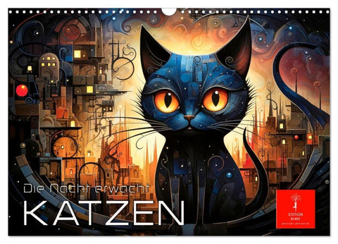 Katzen - die Nacht erwacht (Wandkalender 2027 DIN A3 quer), CALVENDO Monatskalender
