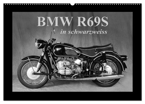 BMW R69S in schwarzweiss (Wandkalender 2026 DIN A2 quer), CALVENDO Monatskalender