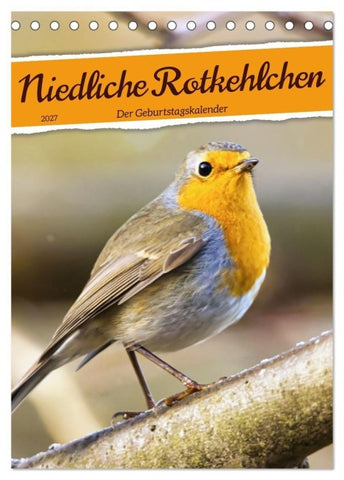 Niedliche Rotkehlchen (Tischkalender 2027 DIN A5 hoch), CALVENDO Monatskalender