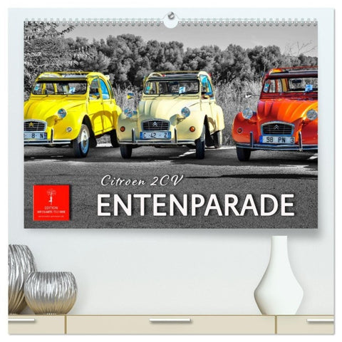 Citroën 2CV - Entenparade (hochwertiger Premium Wandkalender 2027 DIN A2 quer), Kunstdruck in Hochglanz