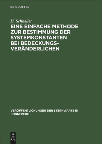 Eine einfache Methode zur Bestimmung der Systemkonstanten bei Bedeckungsveränderlichen