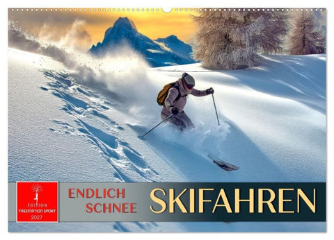 Skifahren - endlich Schnee (Wandkalender 2027 DIN A2 quer), CALVENDO Monatskalender